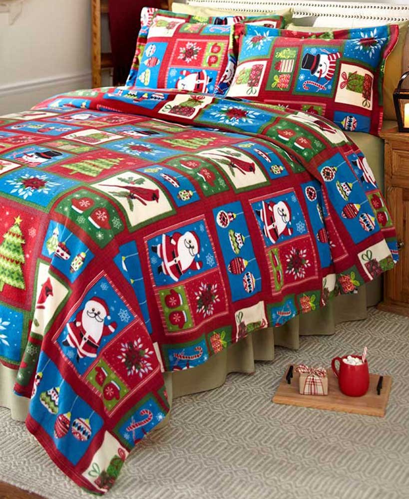 The Lakeside Collection 3-Pc Cozy Holiday Fleece Blanket Set - King
