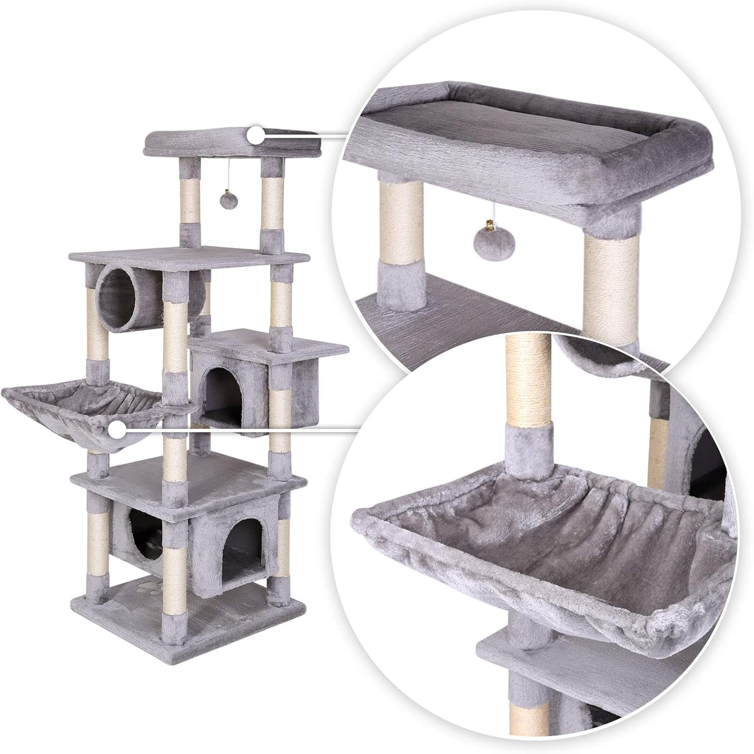 Lionto By Dibea Arbre A Chat Arbre A Grimper Griffoir Pour Chat Hauteur 155 Cm Gris Clair Amazon Fr Animalerie