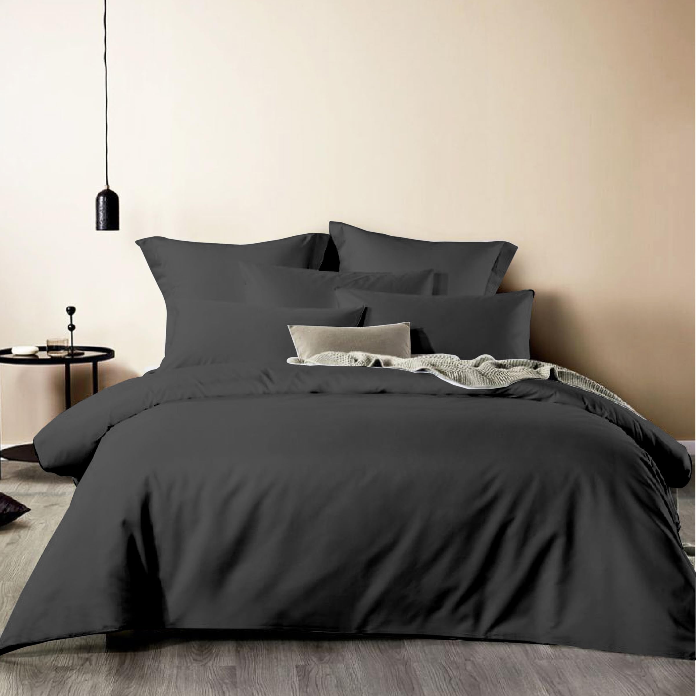 Kotton Culture 800 Thread Count King Duvet Cover with Two Pillowcase, 100% Egyptian Cotton 3-piece Dark Grey Quilt Cover Set Zipper Closure, Luxe Soft European Duvet Bedding (235 cm x 220 cm)