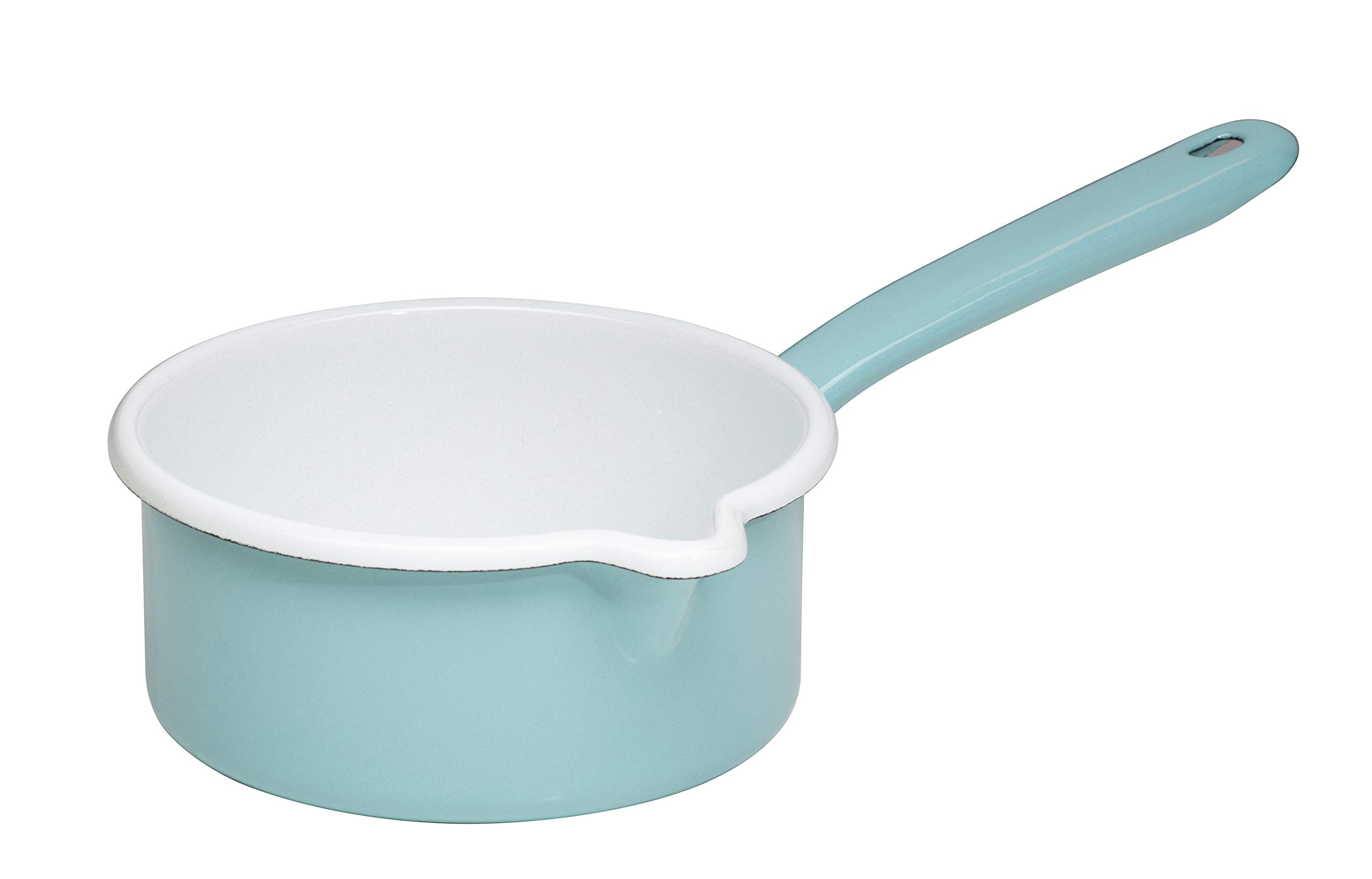 Riess, 0036-109 Saucepan with Large Spout, Special Edition Nature Green Light, Diameter 14 cm, Capacity 0.75 litres, Enamel, Green, Induction