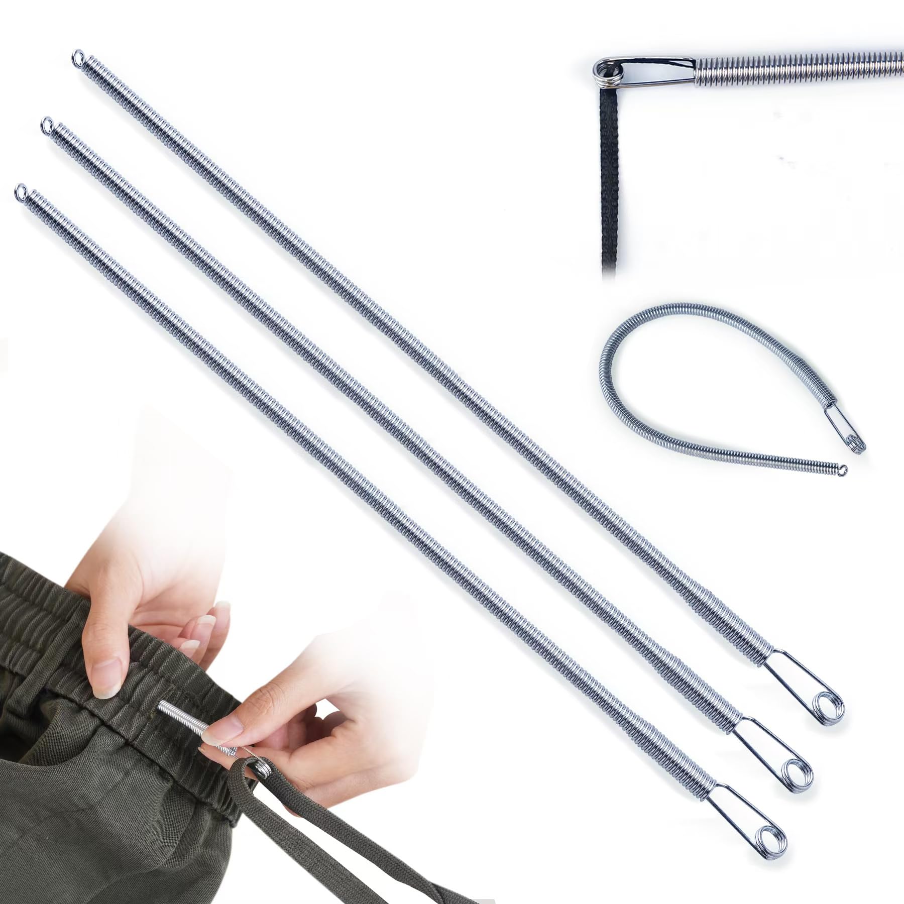 Photo 1 of XMLINPER 3PCS Spring Drawstring Threader Tool-Rope Threader Clip for Drawstring Replacement for Hoodies,Pants (3)