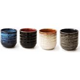 Lxuwbd Japanese Style Ceramic Tea Set, Tea Cup, Coffee Cup, Yerba Mate Set, Ceramic Mate Cup Set of 4 (4 colors)