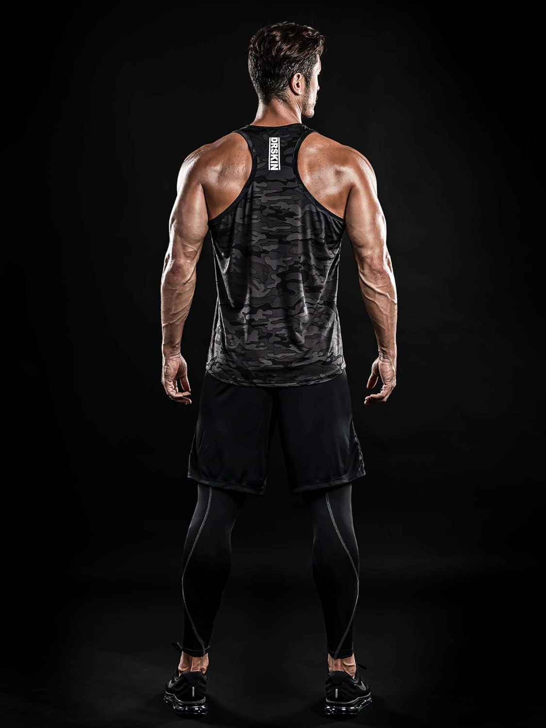 DRSKIN Men's 3 Pack Dry Fit Y-Back Muscle Tank Tops Mesh Sleeveless Gym Bodybuilding Training Athletic Workout Cool Shirts: Clothing