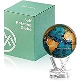 MOVA Self Rotating Globe, Cerulean Blue and Gold Classic (4.5") | solar powered globe, no batteries or cords, gift for geography lovers, premium kinetic display, office desk decor