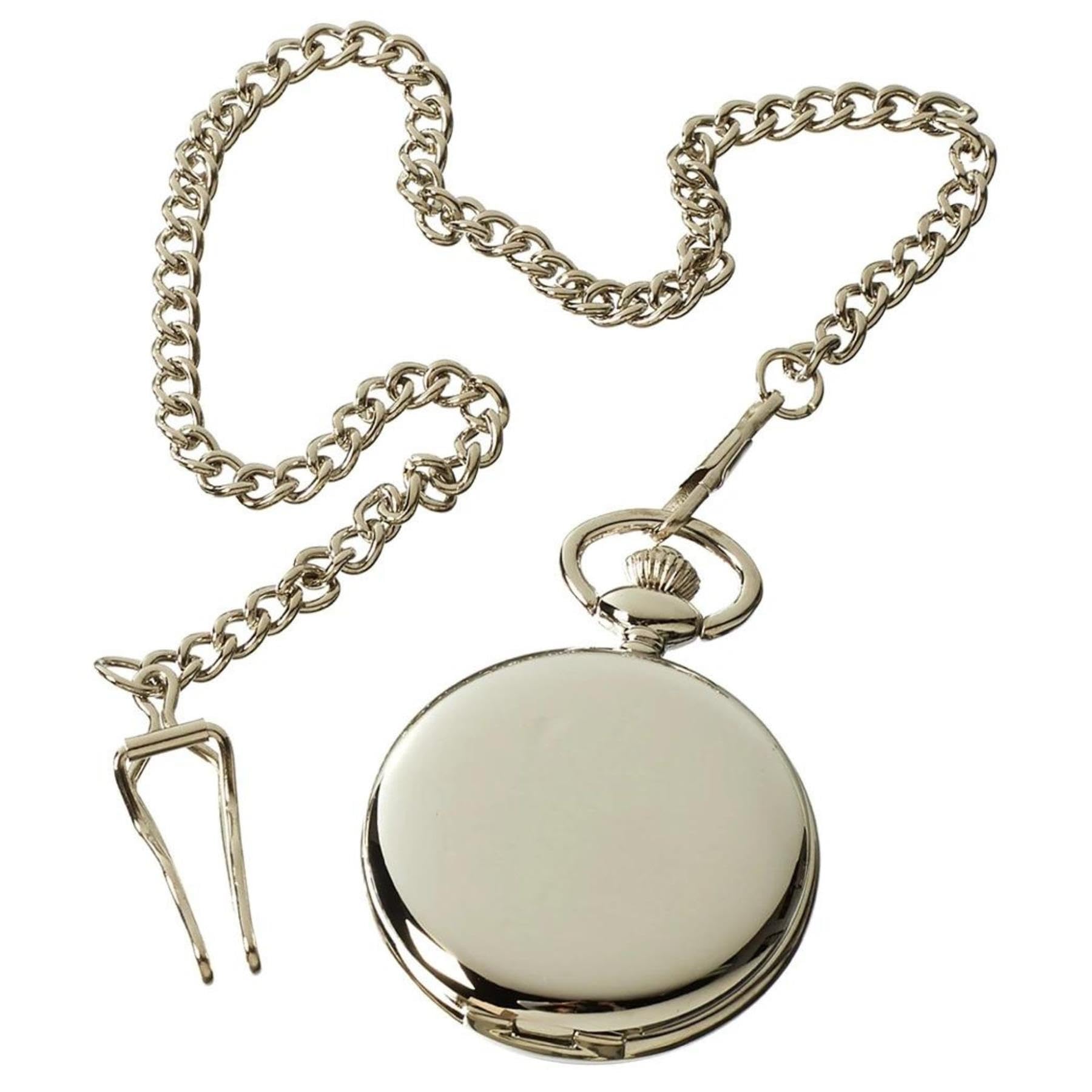 TruClothing Silver Gold Rose 1920's Classic Pocket Watch & Chain Vintage Retro