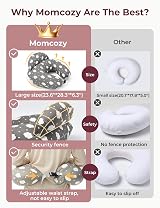 momcozy Nursing Pillow Grey Ergonomic Support Adjustable Waist Strap view 4