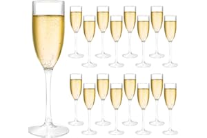 Frcctre 16 Pack Acrylic Champagne Flute, 5 Oz Clear Plastic Champagne Glasses Reusable Long Stemmed Wedding Party Cocktail Wi