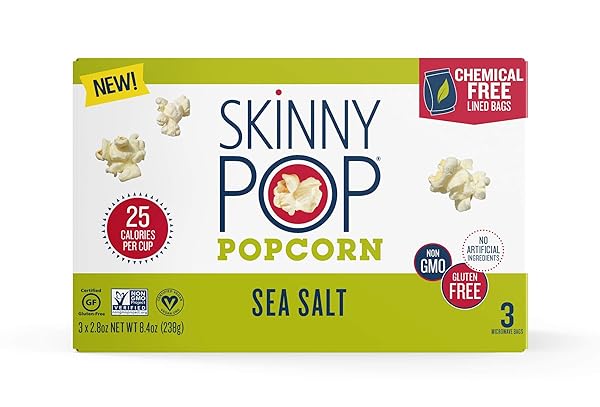 SKINNYPOP SEA SALT MICROWAVE POPCORN BAGS, 2.8 OZ (PACK OF 3)