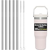 Metal Straws for Stanley IceFlow 30 oz Flip Straw Lid Tumbler, Stainless Steel Replacement Straws for Ice Flow 30oz Cups,Small 7mm & Large 9.4mm Size Options–Check Numbers on Lid Before Order(7mm)
