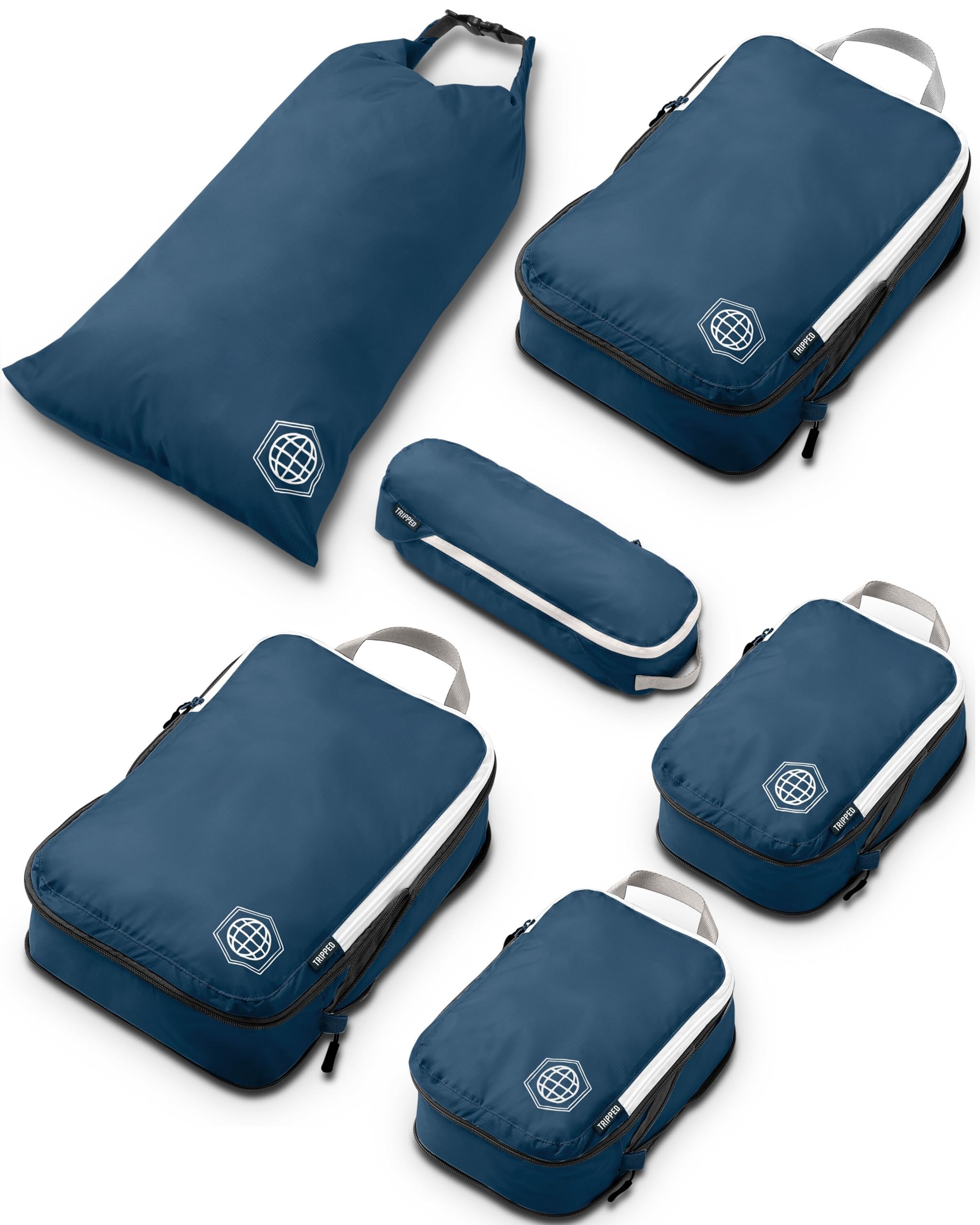 Compression Packing Cubes for Travel- Packing Cubes and Travel Organizers, Navy Blue, 6Piece