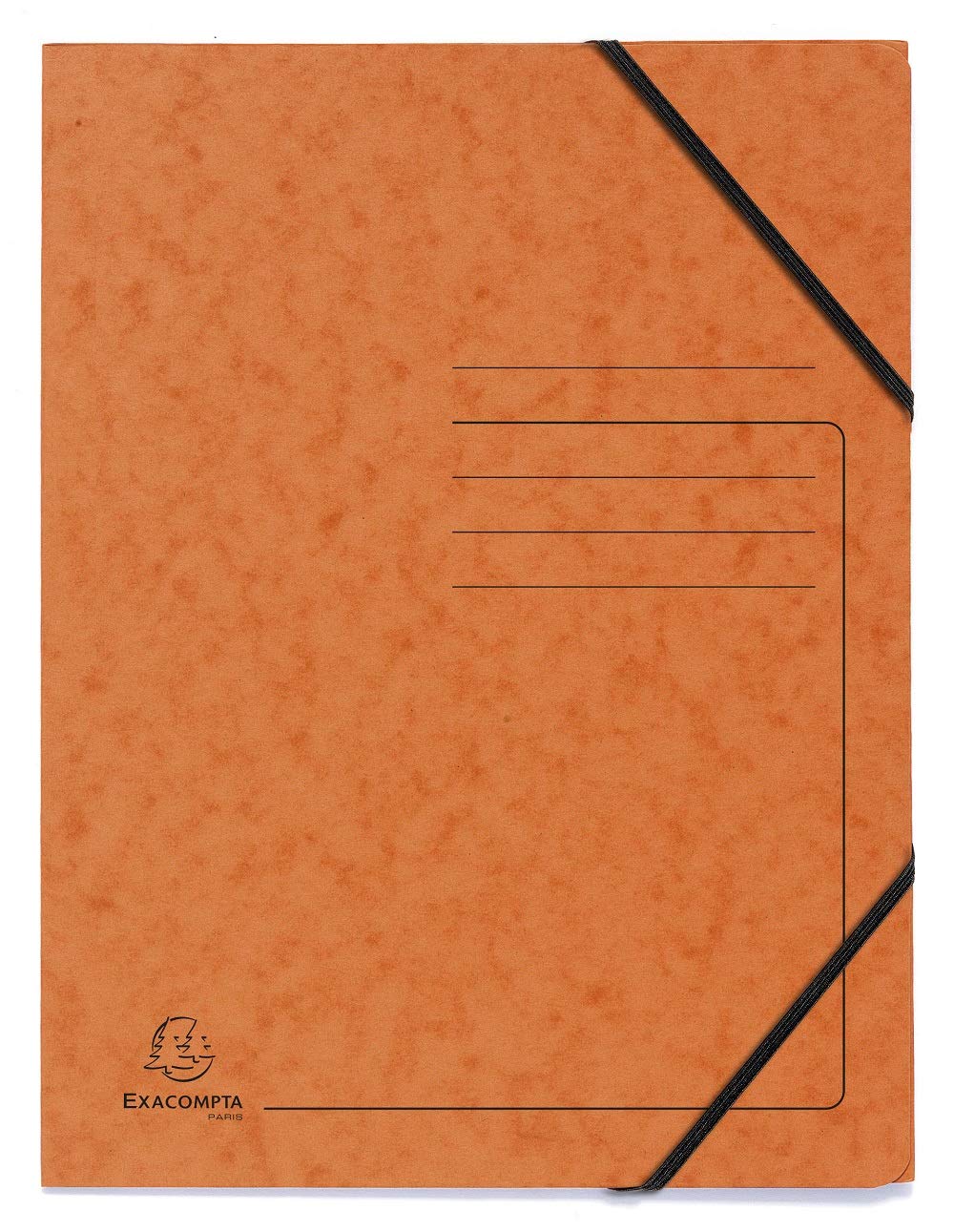 Exacompta - Ref 555414E - Elasticated Folder - 240 x 320mm in Size, Suitable for Holding A4 Documents, 355gsm Mottled Pressboard, Elasticated Straps - Orange (Pack of 5)