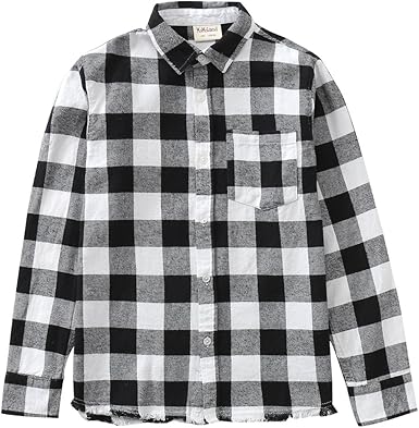 Boys black and white plaid shirt Clearance