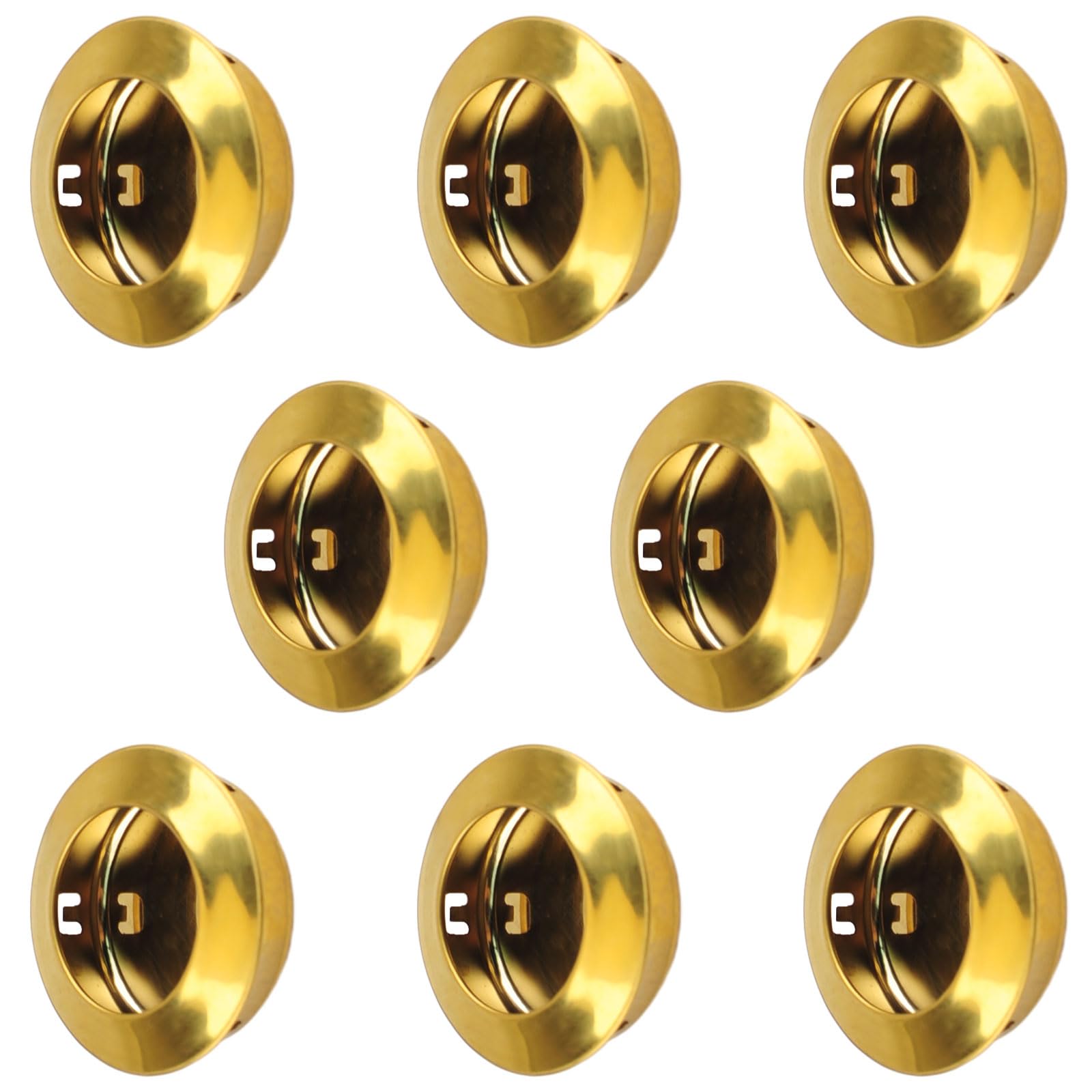 MOROBOR 8 Pack Closet Door Finger Pull, Round Flush Handle Stainless Steel Sliding Barn Door Pulls Recessed Kitchen Cabinet Handles Pocket Doors Handles Invisible Doors Handle (Gold) — image 1
