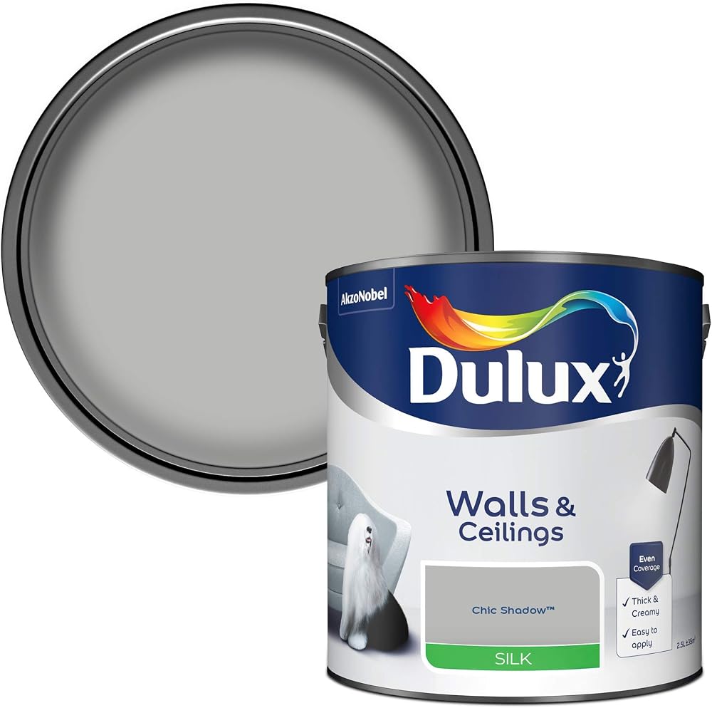 Dulux Silk Emulsion Paint Walls Ceilings Chic Shadow 2.5 L