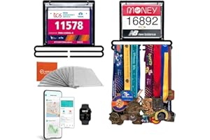 Vorlich Race Bib and Medal Display Medal Hanger Display Medal Holder Bib Boards for Runners Medal Hanger Medal Holder Display Running Medal Hanger Display Displays up to 50+ Medals,100+ Race Bibs