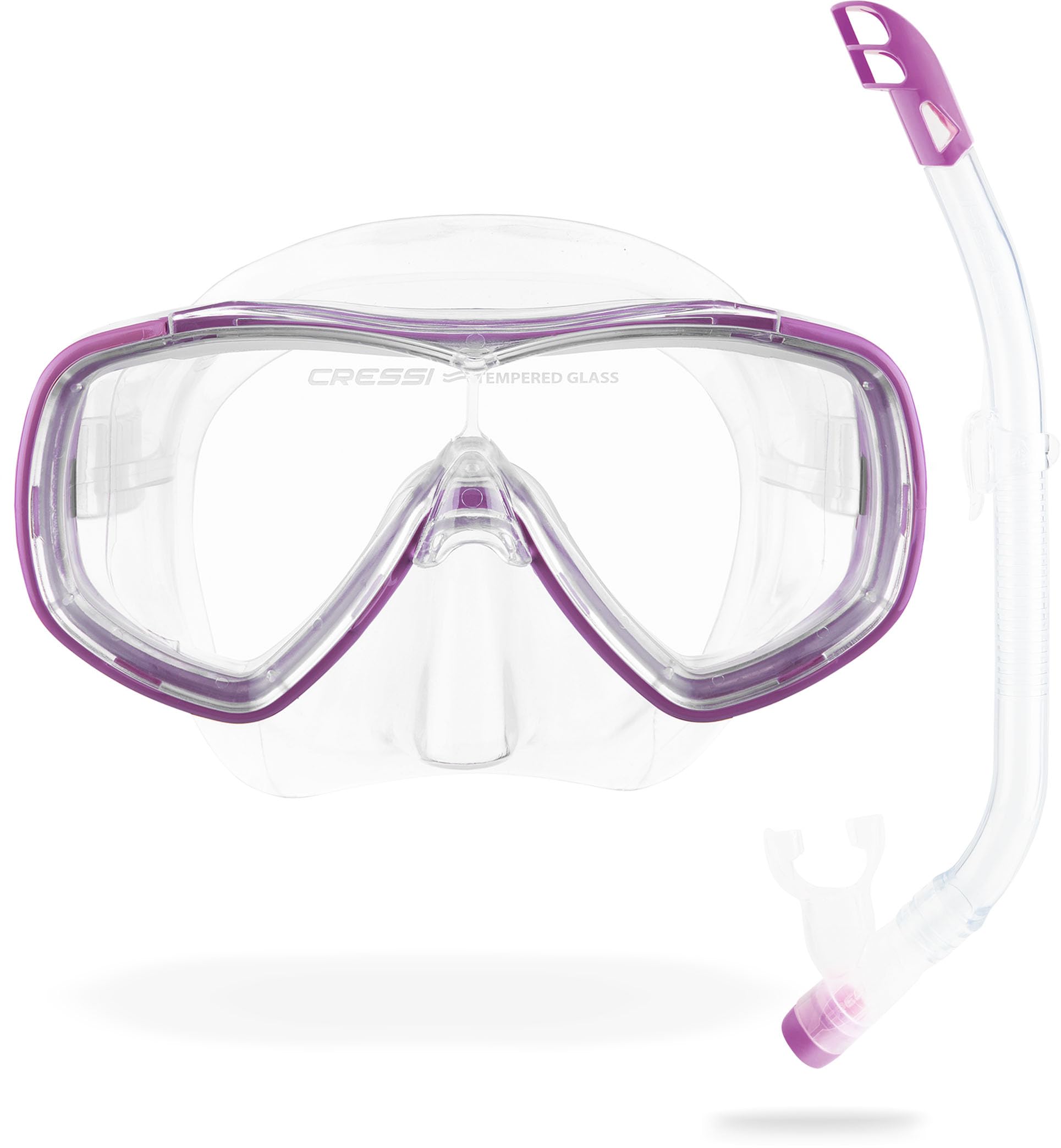 CRESSI Ondina Jr + Top Combo - Combo Set Diving Mask Ondina and Snorkel Top, Clear/Pink, 7/13 years, Kid Unisex