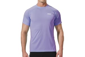 Pausel Men's Rash Guard Swim Shirts Short Sleeve UV Sun Protection Quick Dry UPF 50+ SPF Fishing Beach Water Shirt