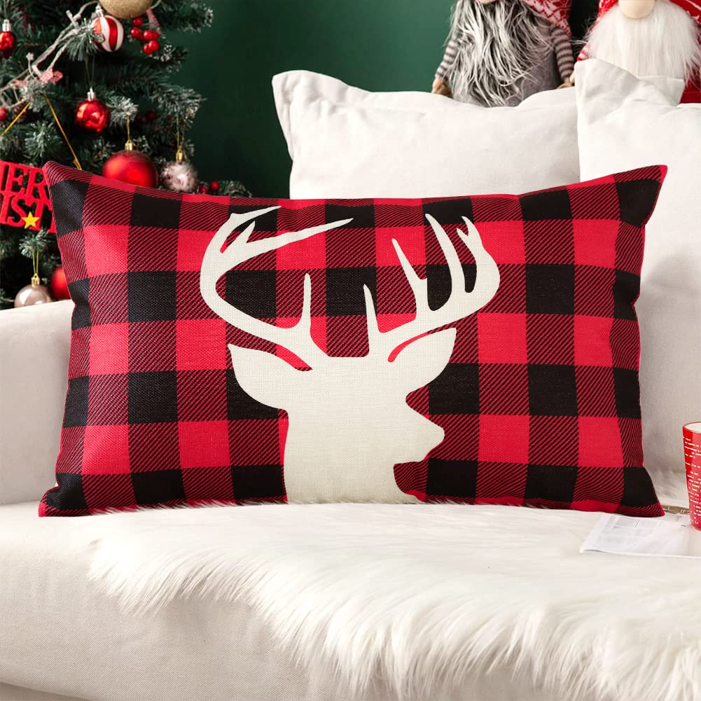 JOTOM Christmas Pillow Covers Christmas Winter Holiday Cushion Covers Home Decorative Throw Pillow Covers Xmas Pillowcases for Sofa Bed Couch Decor