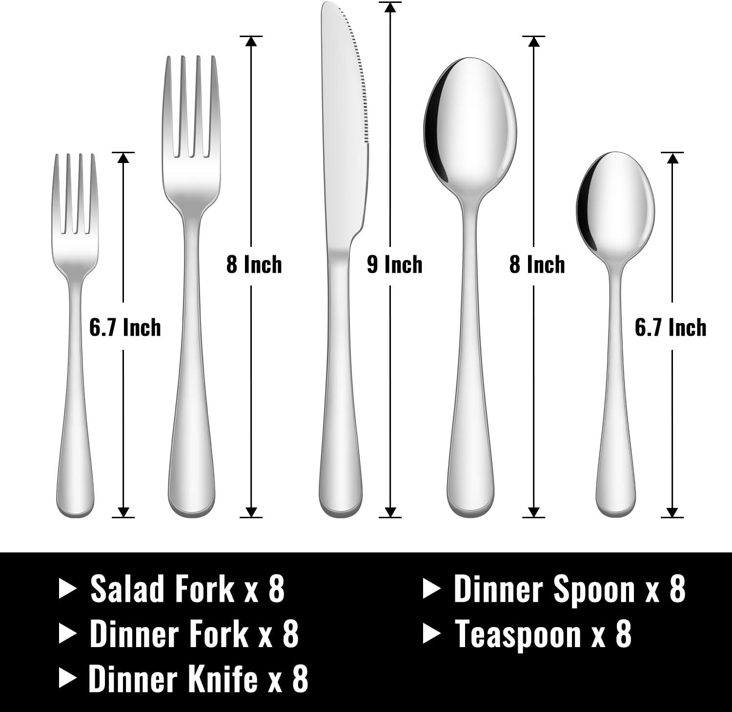  | Hiware 40-Piece Silverware Set with Organizer Tray for 8, Stainless Steel Flatware Cutlery Set For Home Kitchen Restaurant Hotel, Mirror Polished, Dishwasher Safe: Flatware Sets