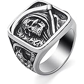KIRTIJW Skull Rings for Men Stainless Steel Gothic Punk Biker Rings Jewelry for Men Boys Size 7-13