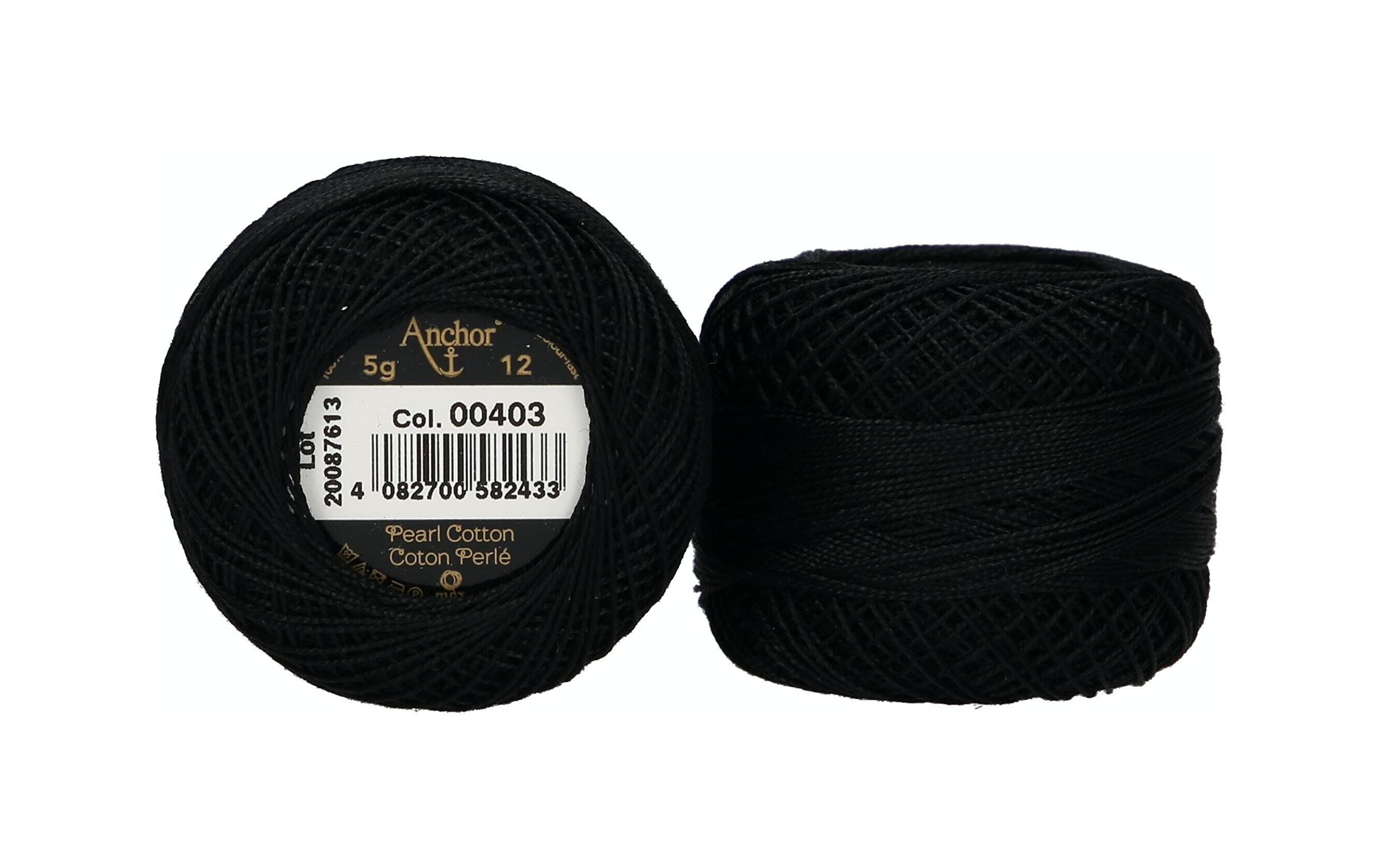 Anchor 4596012-00403 Embroidery Thread, 100% Cotton, 403, Thickness 12, 56 m