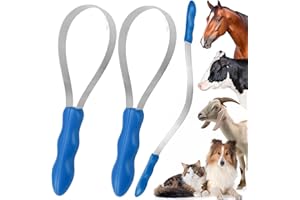 DiDiBirDi Dual-Sided Shedding Blade Dog Hair Brush - Stainless Steel Grooming Horse Tool with Grip for Cattles/Sheep - Fine T