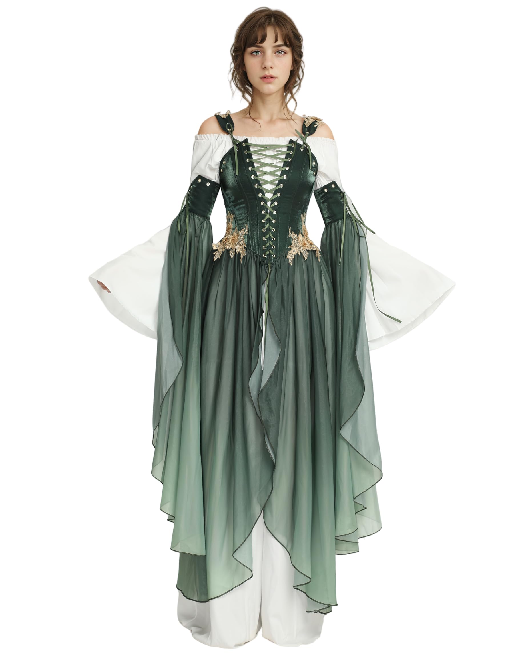 Photo 1 of 2XL-daizbella Renaissance Costume Women Ren Faire Dress Outer Garment Elf Costume for Women(Underskirt Not Included)