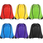 Grneric Drawstring Backpack Bulk 6 PCS, Cinch Sack Gym Bags 6 Colors | Lightweight Polyester,Large 16.5"x13.4" Size,Foldable Drawstring Bags for Gym,Sports,Travel,Yoga,Outdoor and Daily Use