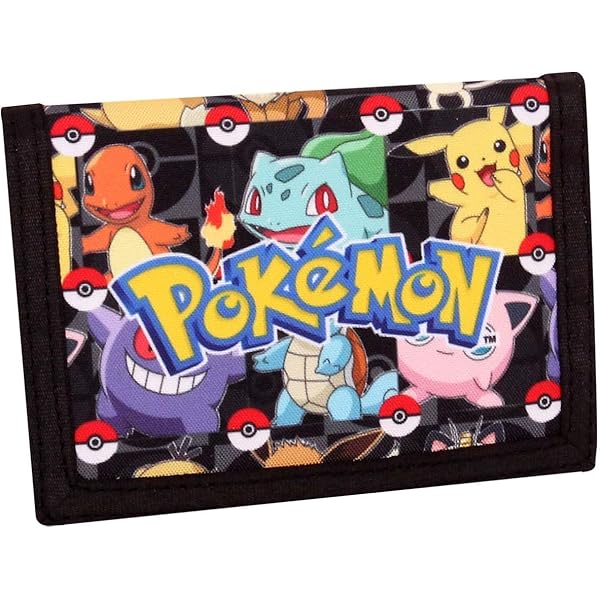 Amazon.com: Pokemon Wallet for Boys and Girls, Kids Trifold Purse Canvas  Velcro Wallets with Zip, Pound Coin and Card Holder