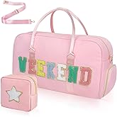 KUIRAN 2 Pcs Weekend Duffel Bag with Shoes Compartment Cosmatic Bag for Travel Vacation Overnight Carry on