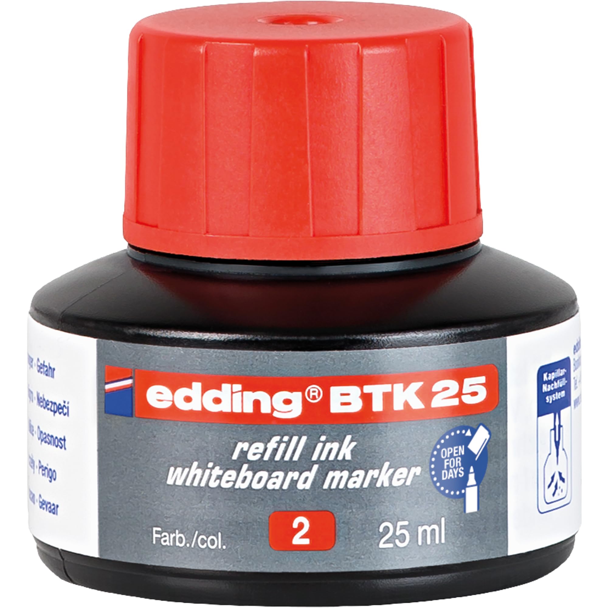 edding BTK 25 refill ink whiteboard marker - red - 25 ml - with capillary system, for quick refilling of almost all edding whiteboard markers