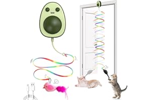 PANRIO Interactive Cat Toys for Indoor Cats,Electric Flying Bird & Mouse Wand Teaser, Automatic Hanging Door Frame Chase/Hunt/Exercise Stimulate Feather Cat Toy for Bored Indoor Adult & Kitten