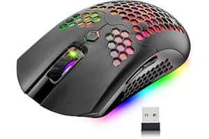 Wireless Gaming Mouse,16 RGB Backlit Ultralight Wireless/Wired Mice with Programmable Driver,Rechargeable 800mA Battery,Pixar