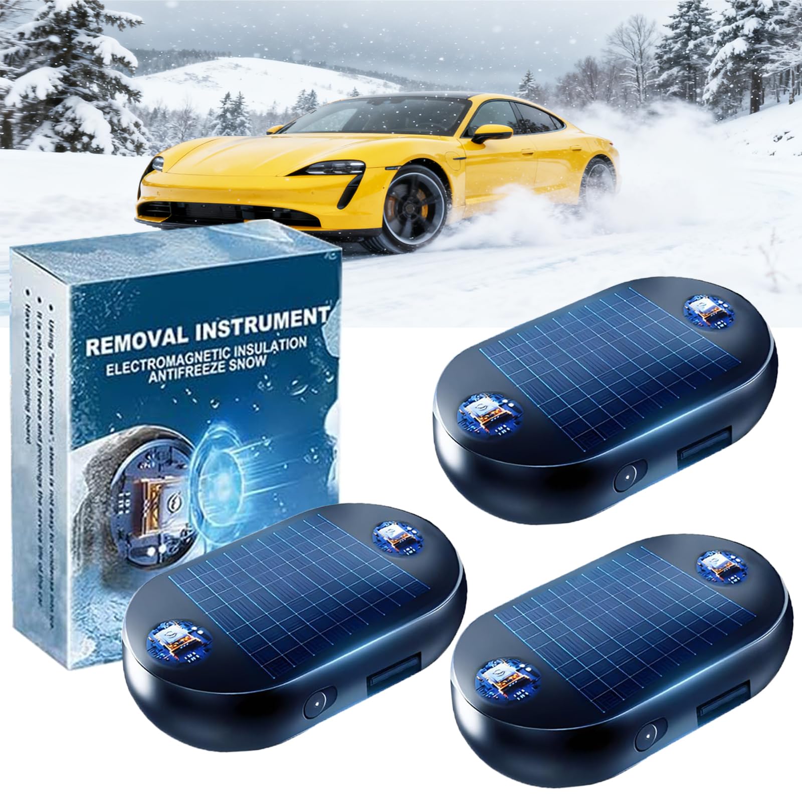 Photo 1 of 3PCS Anti-Freeze Electromagnetic Car Snow Removal Device, Solar Electromagnetic Molecular Interference Freeze, Electromagnetic Wave Anti Freezing, Snow Remover Instrument for Ice and Snow Scraping