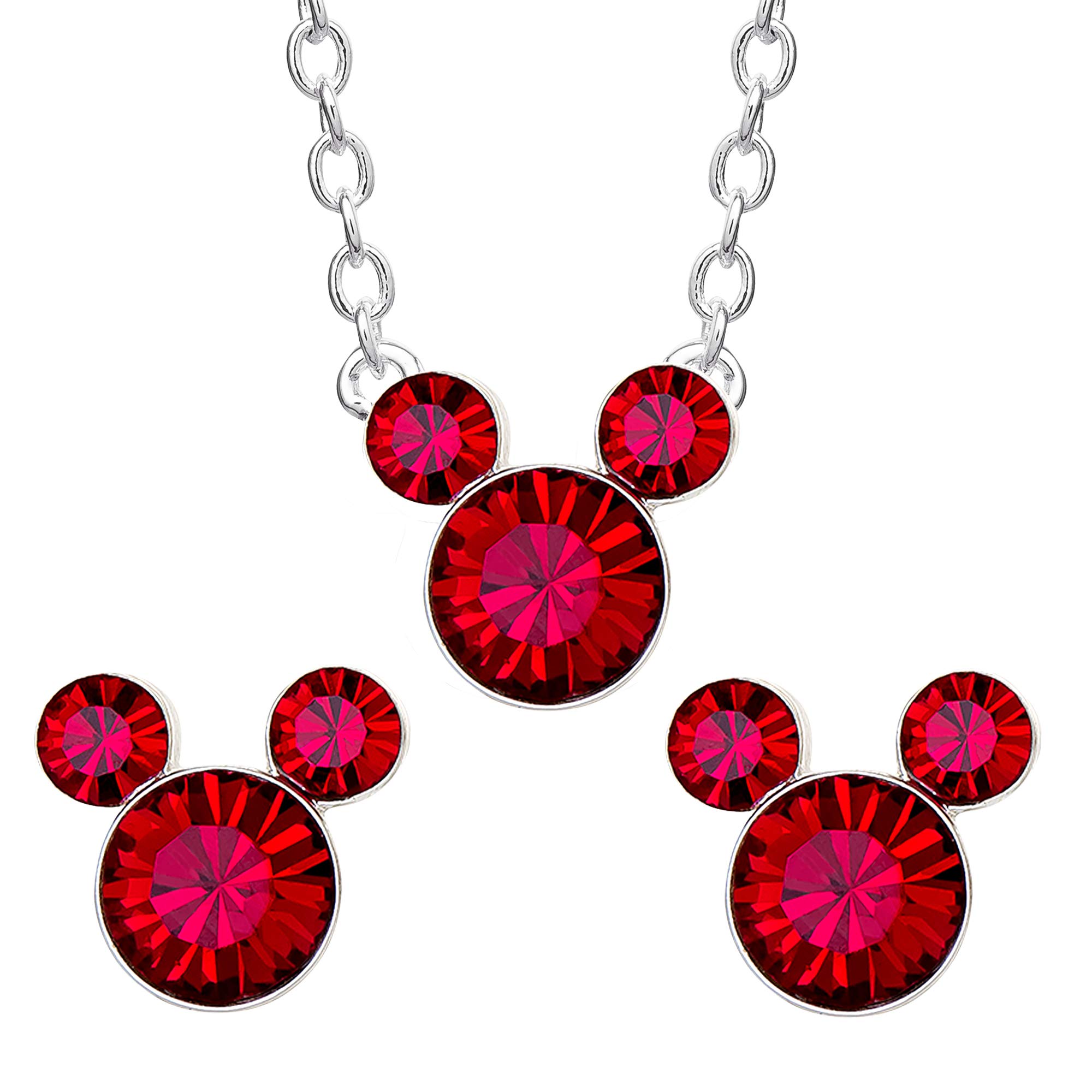 Mickey Mouse Birthstone Necklace and Earring Set SH00519RJUYL