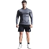 Men's UPF 50 Sun Hoodie Workout Shirt - Moisture Wicking Compression Fit, Lightweight Long Sleeve Running Top