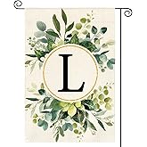 AVOIN colorlife Monogram Letter L Floral Garden Flag 12x18 Inch Double Sided Outside, Family Last Name Initial Yard Outdoor Decoration