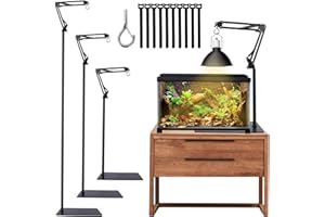 MECESOR Reptile Lamp Stand Adjustable Height 15.7-73.6inch with 360°Adjustable Swing Arm Heat Lamp Stand Plant Floor Light Holder for Bearded Dragon Turtles Snake and Chicks