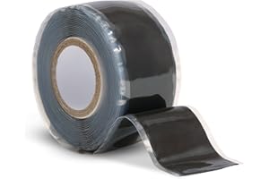 Domain Cycling - Bike Handlebar Tape - Self-Fusing Silicone Waterproofing Tape - 10 Ft Roll of Self-Bonding Handlebar Tape for Road Bike Repair Griptape Black - Handlebar Finishing Tape for Road Bike