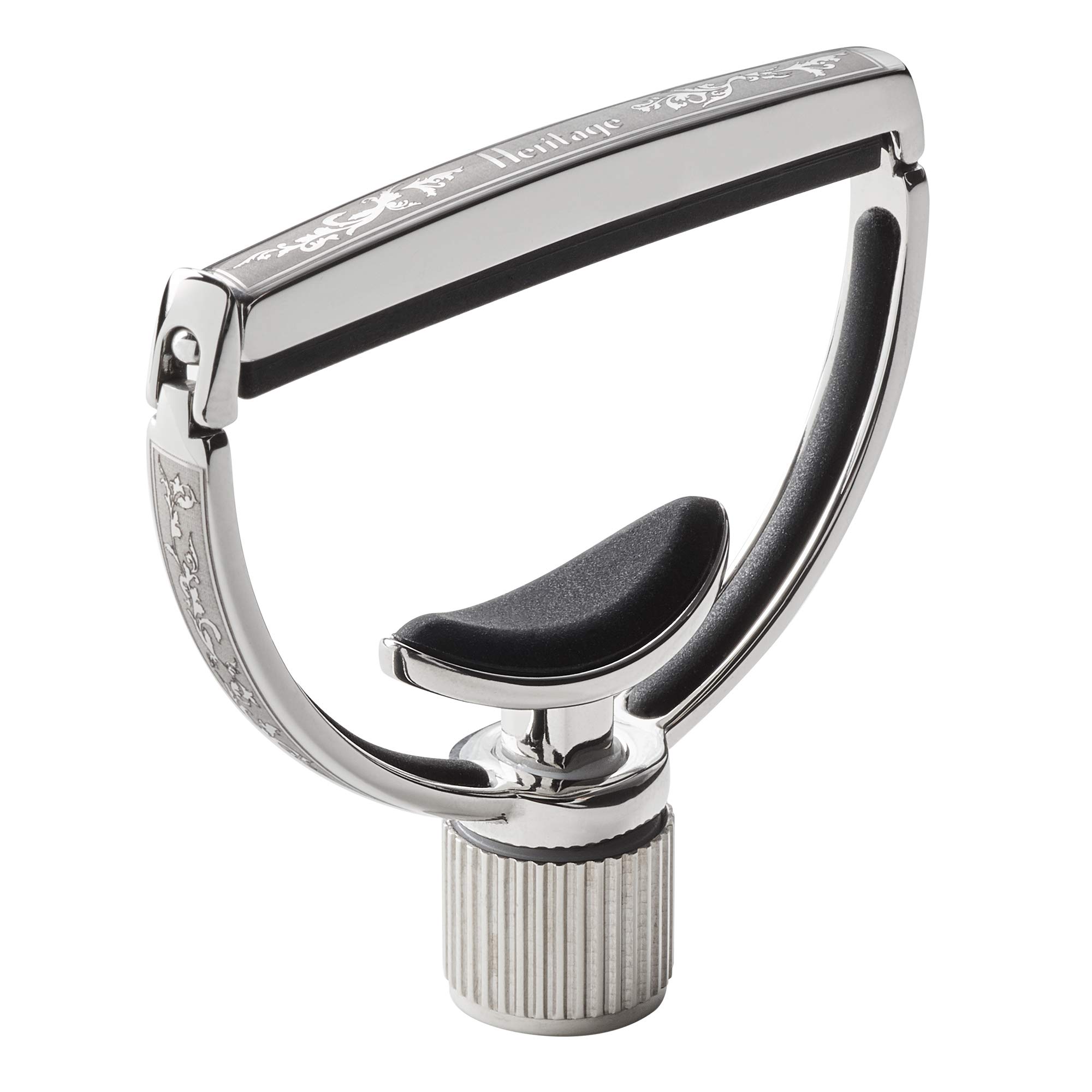 G7th Heritage 6-String Guitar Capo S3 – Stainless Steel with full Acanthus engraving & Adaptive Radius Technology - Wide Width - Yoke-Style Capo for Acoustic Guitar and Electric Guitar, UK Design