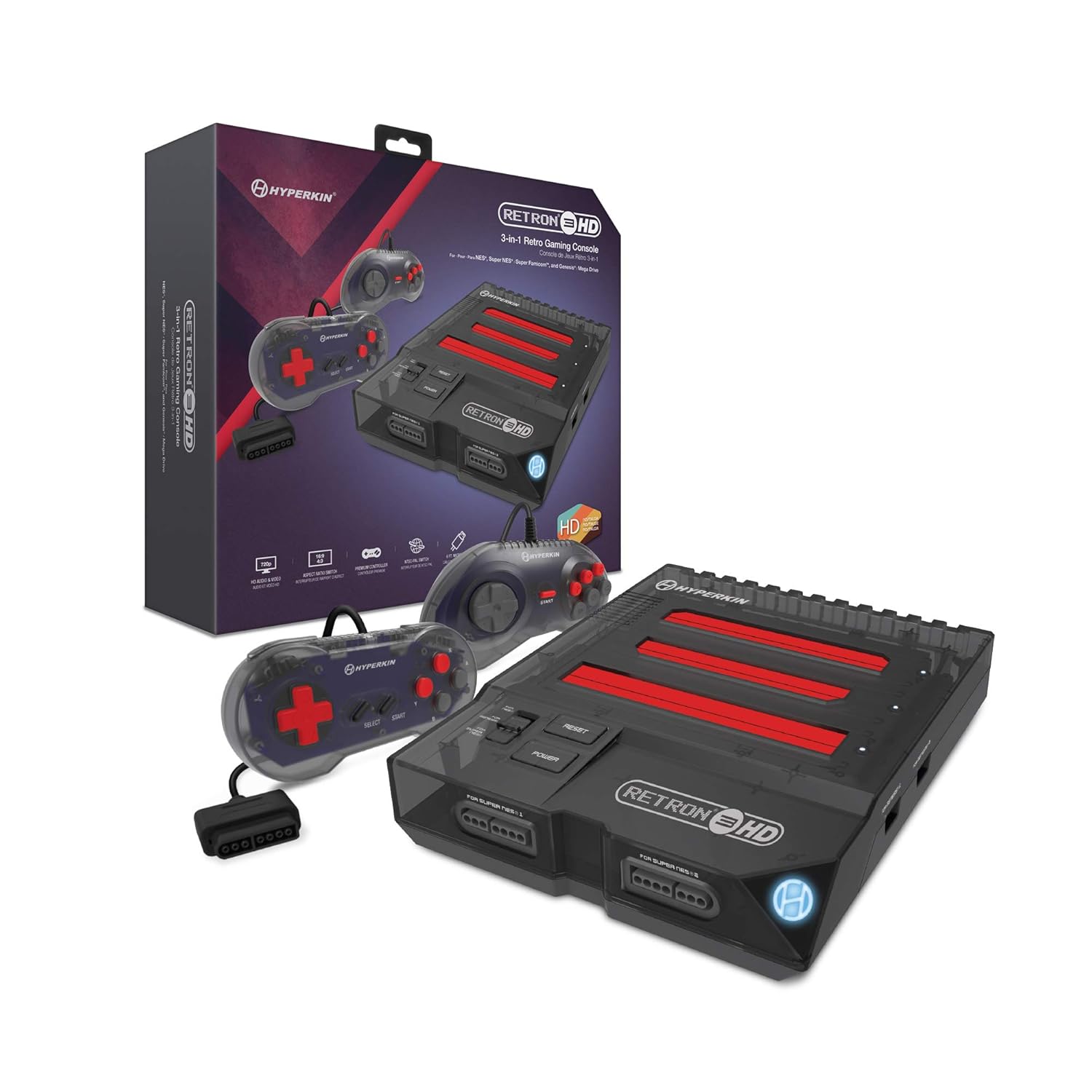 Hyperkin RetroN 3 HD 3-in-1 Retro Gaming Console for NES, Super Famicom, and Genesis/ Mega Drive (Space Black) - Sega Genesis: Video Games