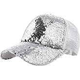 LABANCA Glitter Sequin Baseball Cap Hat Adjustable Mesh Caps Baseball Party Hat for Women