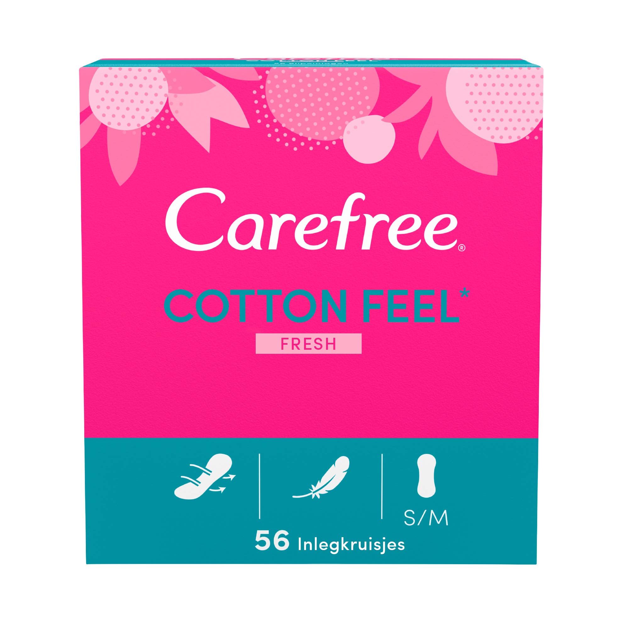 Carefree Panty Liners Cotton Fresh Fragrance, Breathable Panty Liner with Cotton Extract (1 x 56 Pads)