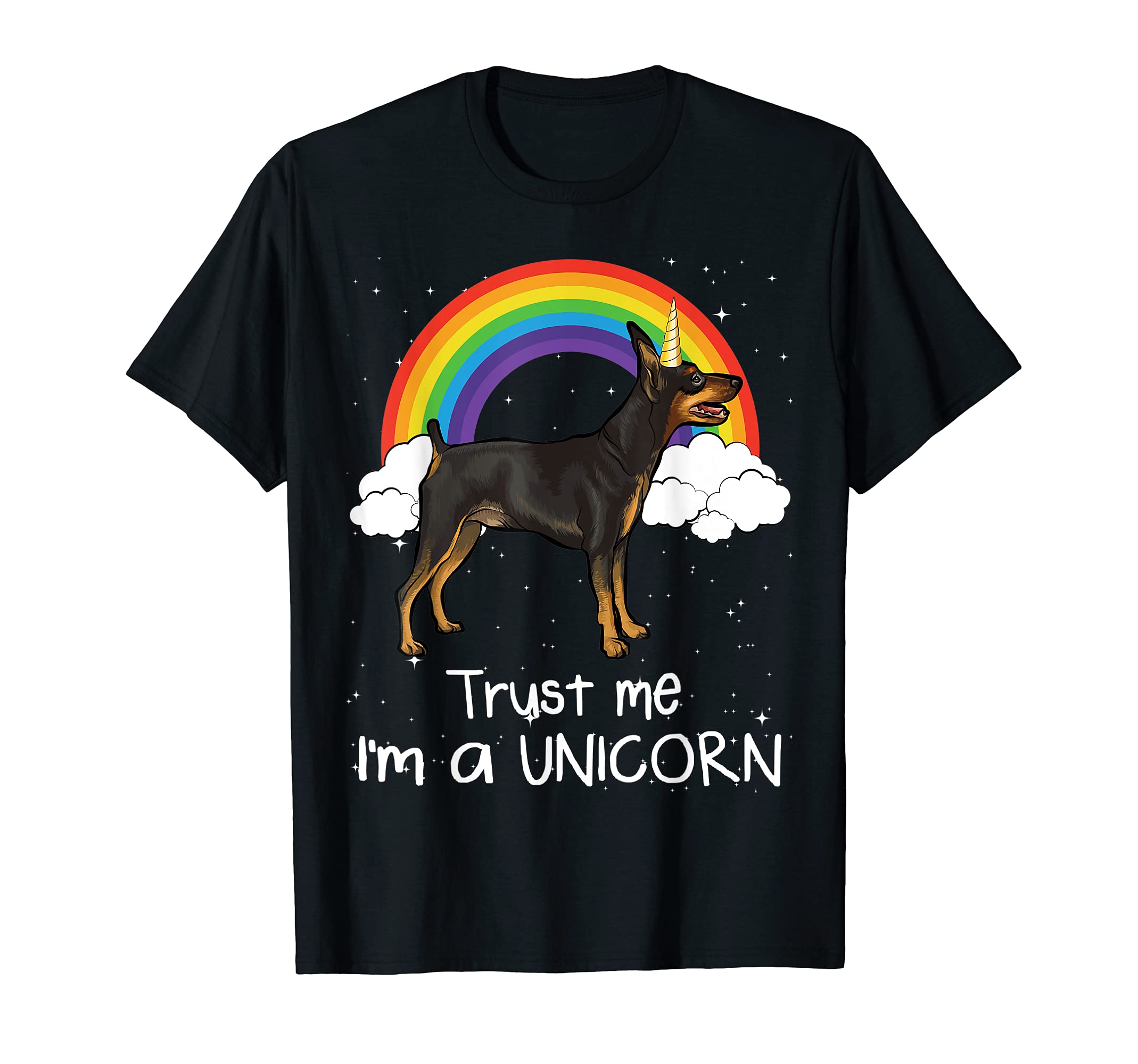 Rainbow Miniature Pinscher Trust Me I'm A Unicorn Dog T-Shirt