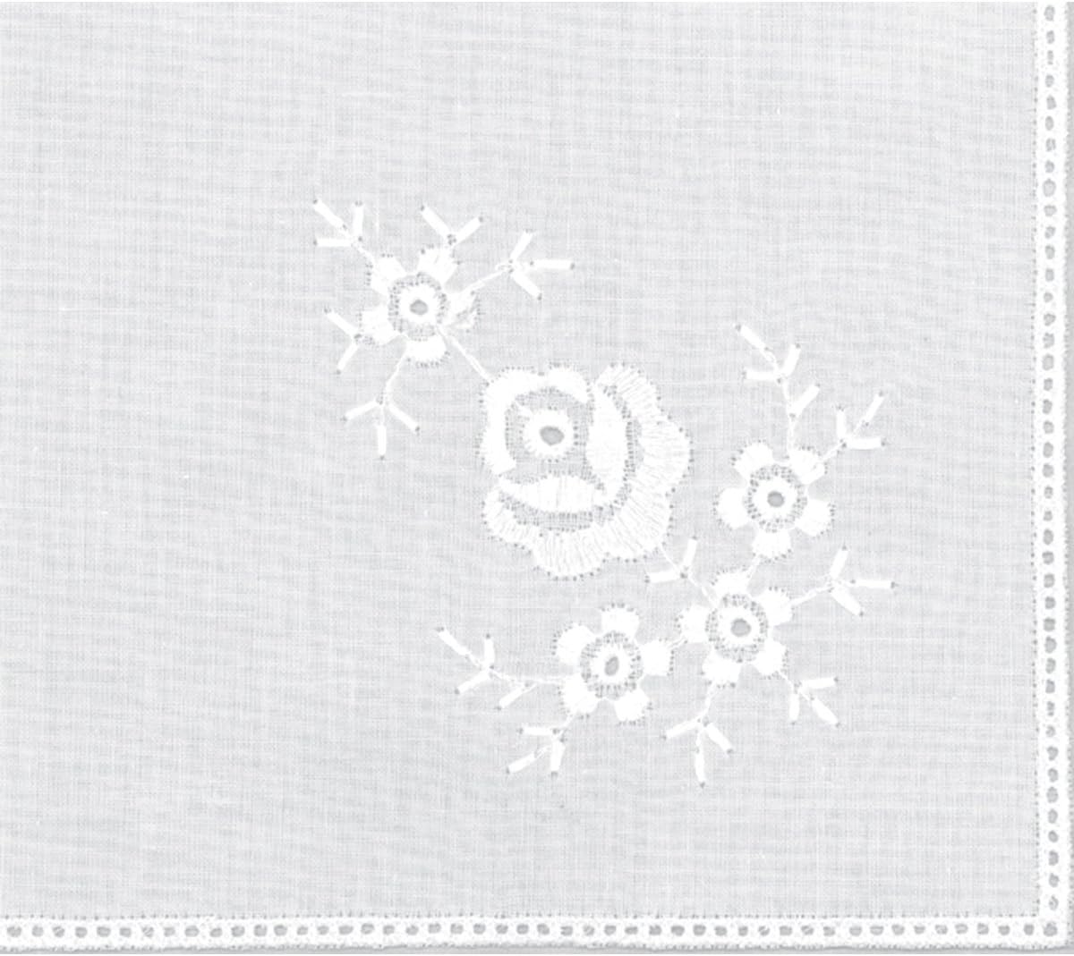 Handy Hands 9 1/2 x 9 1/2-inch Roses White Cotton Handkerchief