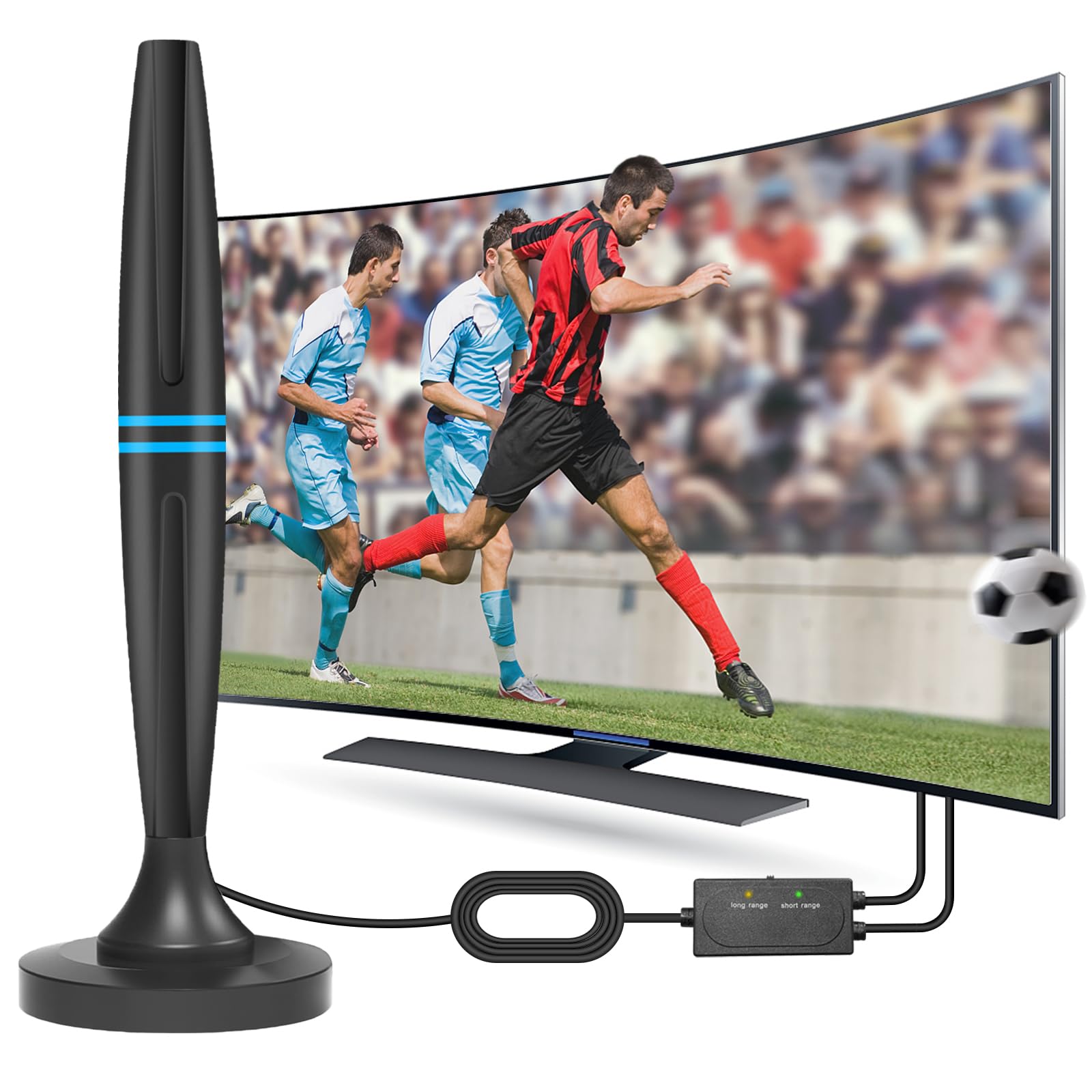 CNMTCCO Indoor TV Aerial with 250+ Miles Range, 4K 1080P HDTV Aerial Ultra for All TVs