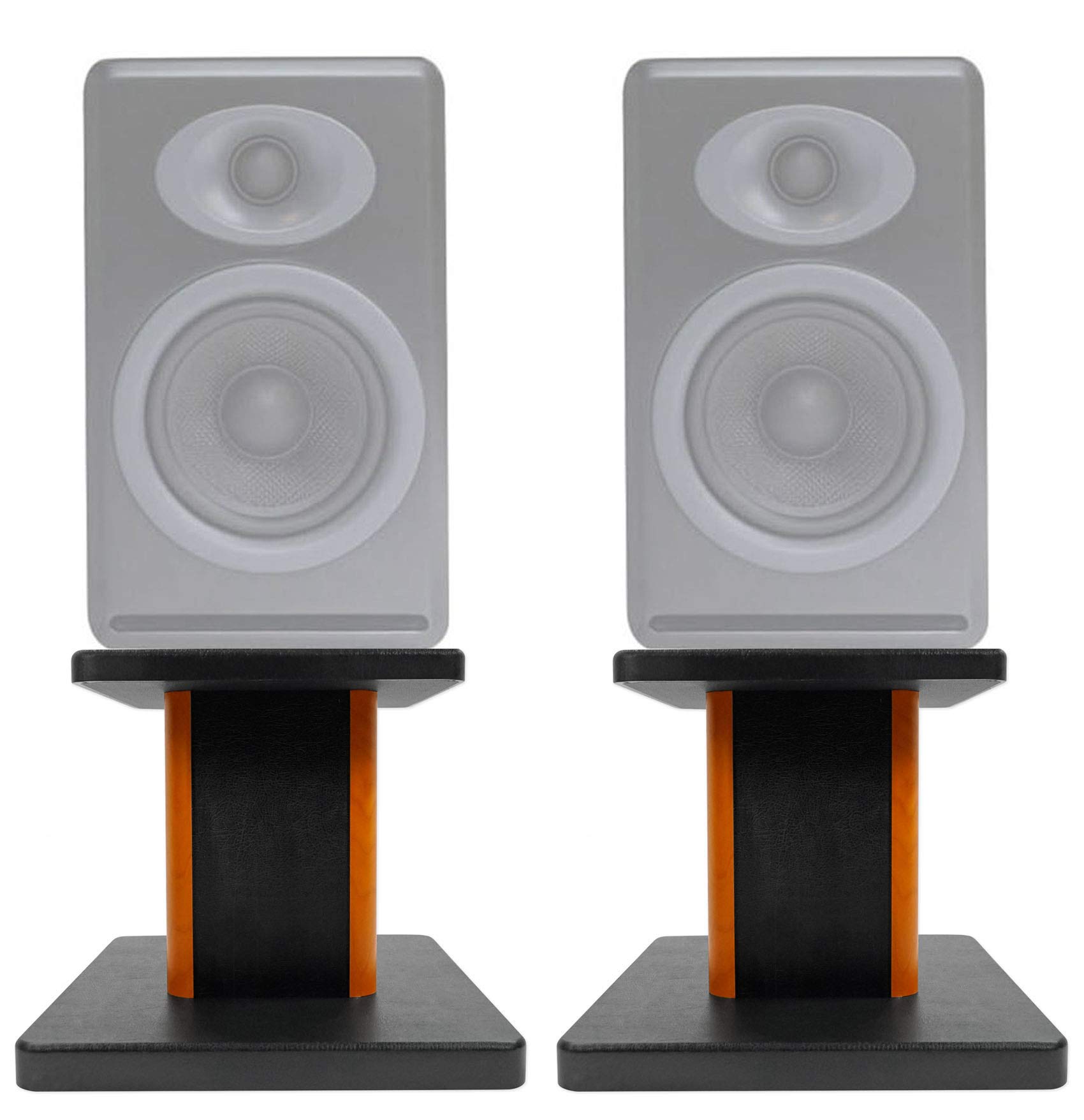 (2) 8 Wood Bookshelf Speaker Stands for Audioengine P4 Bookshelf Speakers