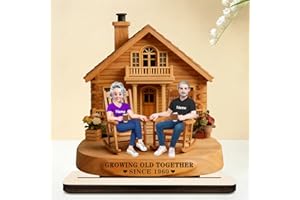 Personalized Growing Old Together Since Valentines Anniversary Couple Wooden Sign Plaque Desk Figurines, Custom Love Couple W