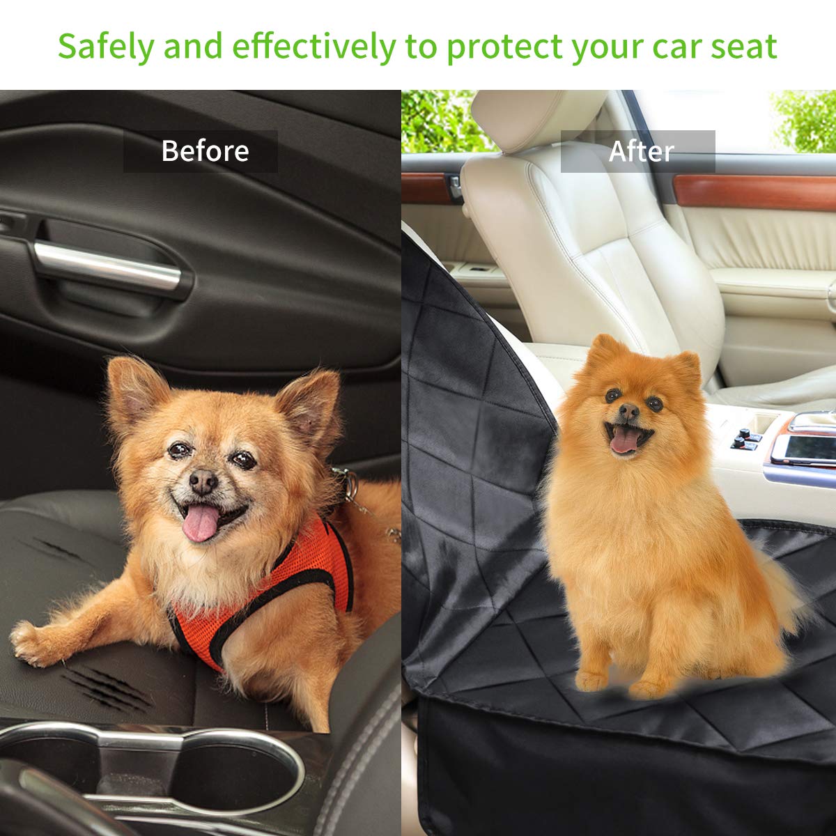 morpilot 2 in1 Hund Autositzbezug, Wasserdicht Hundedecke verstellbar Vorne Autositzabdeckung, Pet Reise Hängematte mit Nonslip Gummi Vordersitz Schutz für alle Arten von Fahrzeugen Autos