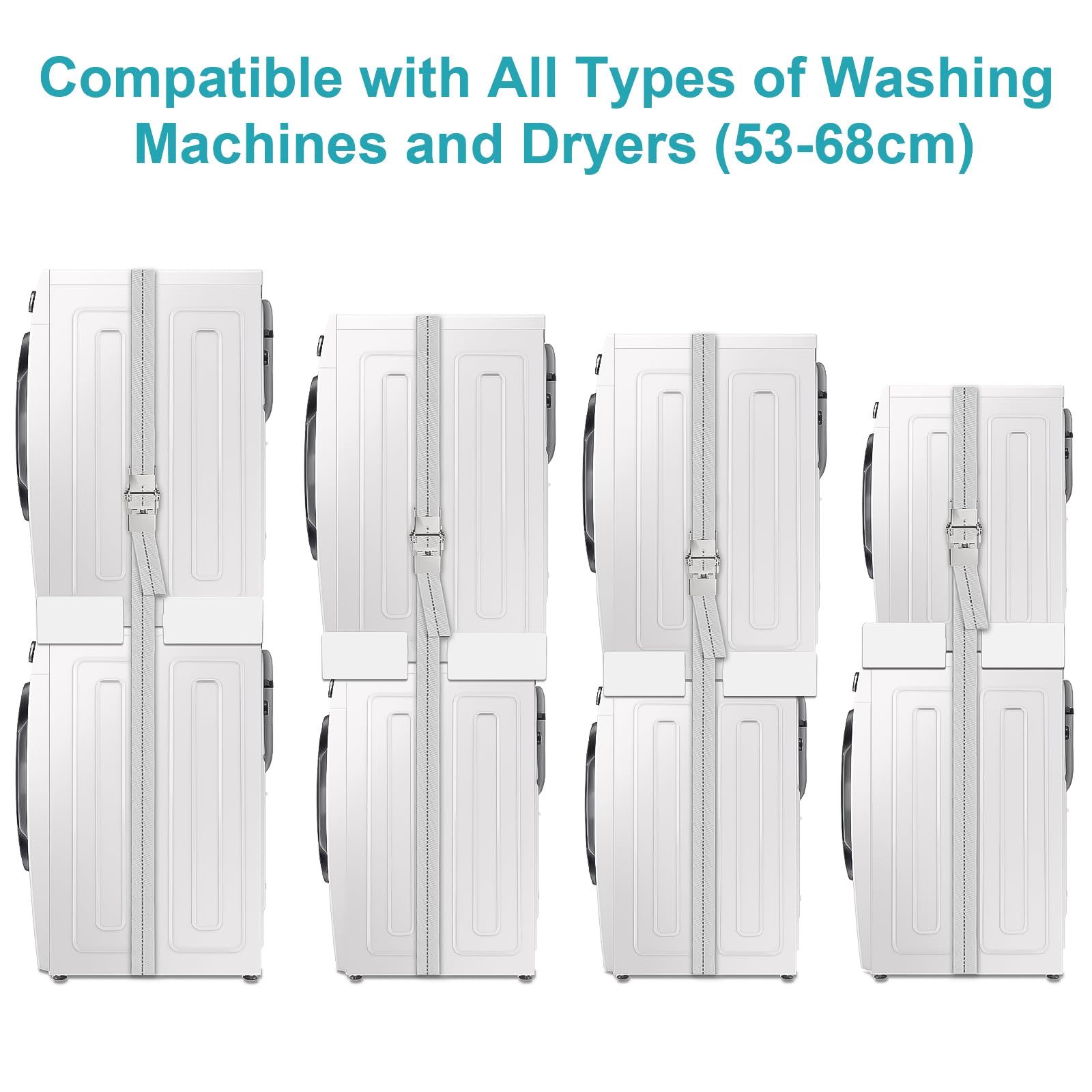 NIUXX Zwischenbaurahmen trockner waschmaschine, Verbindungsrahmen Waschmaschine Trockner Universell, Stapelset mit Abnehmbares Regalbrett für alle Marken mit Breite von 53-68cm, weiß 8